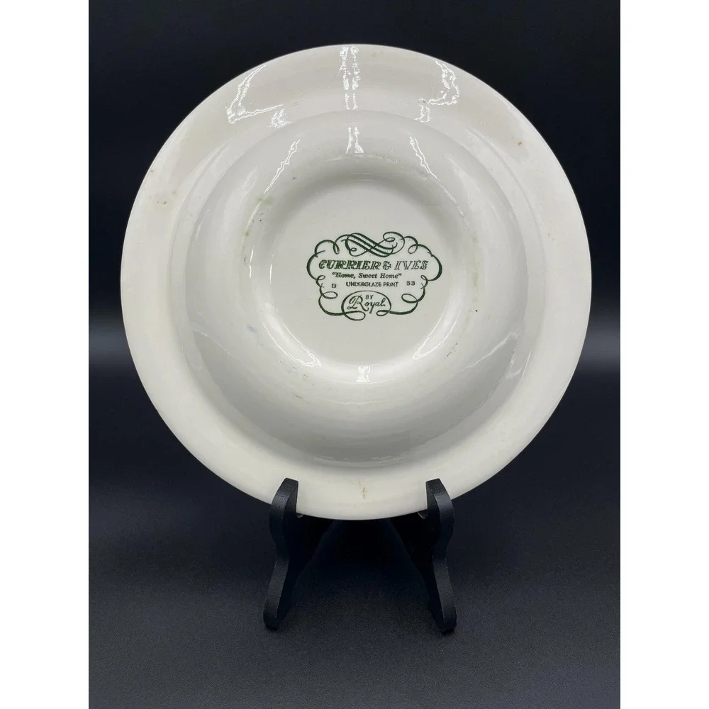 Royal Currier and Ives Serving Bowl: Home Sweet Home Blue